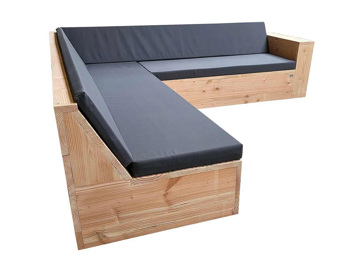 Wood4you - Salon 1 Douglas - forme GL - coussins inclus - 220cm - 200cm