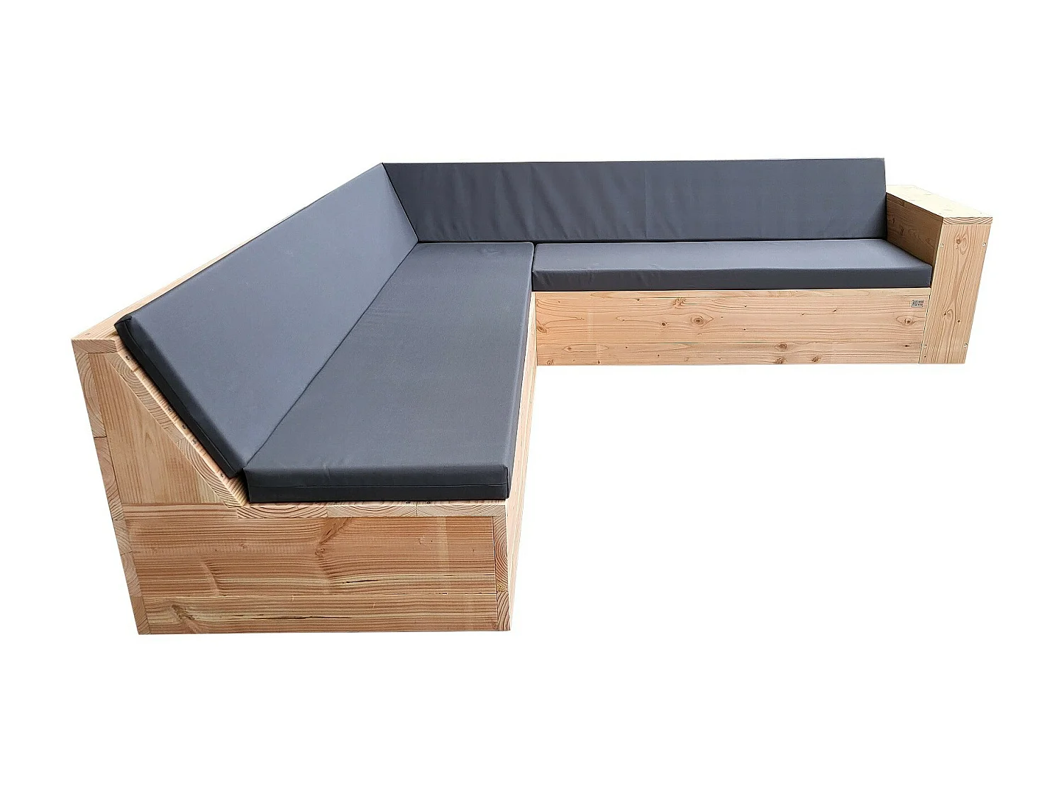 Wood4you - Salon 1 Douglas - forme GL - coussins inclus - 220cm - 200cm