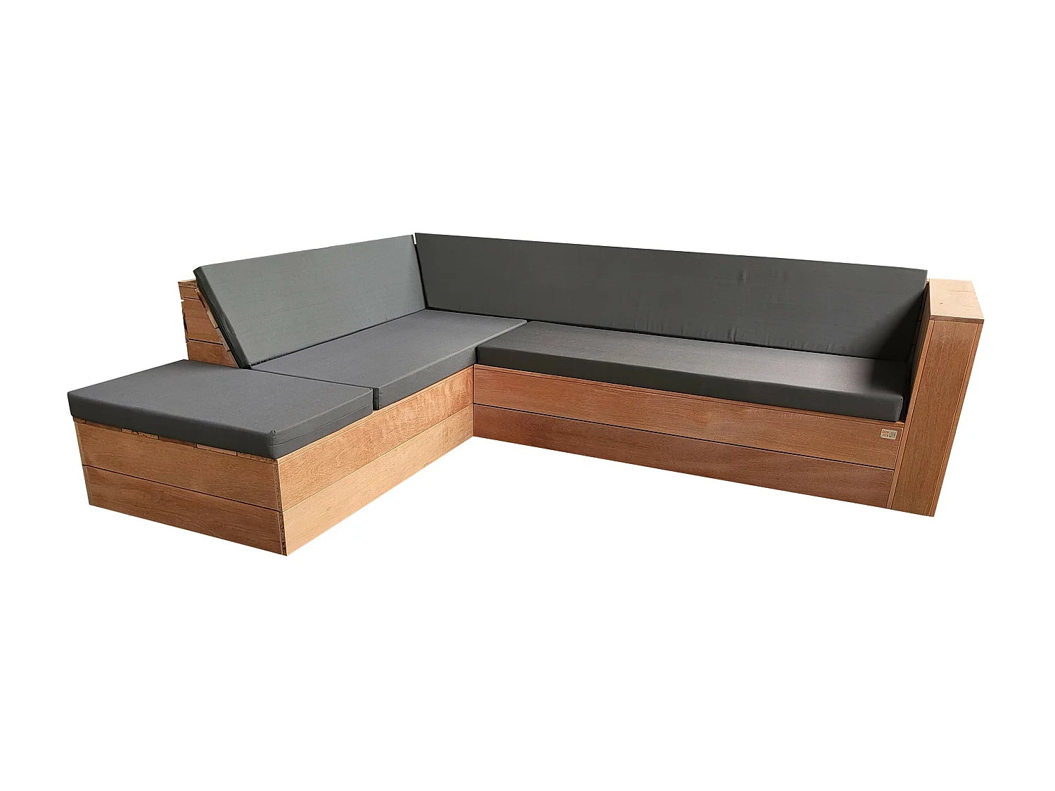 Wood4you - Loungeset 7 Bankirai - coussins inclus (forme en L) - 250cm - 200cm