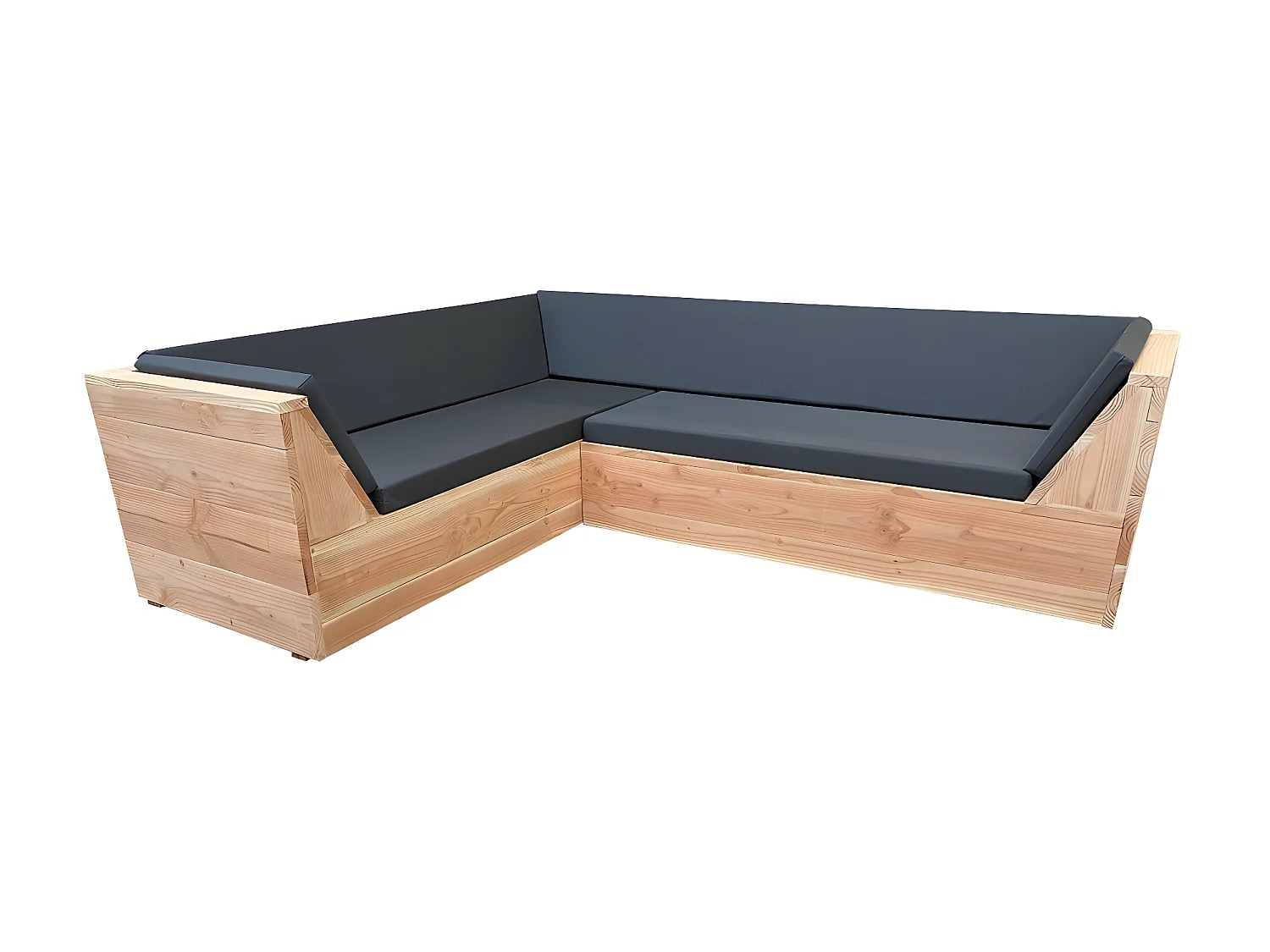 Wood4you - Loungeset 6 en bois de Douglas 260x200 cm - avec coussins étanches en forme de L -