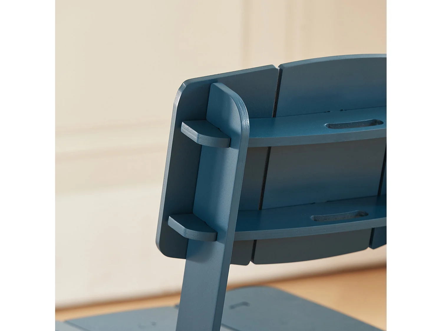 SoBuy Designstoel van hout Comfortabele ergonomische eetkamerstoel met rugleuning Bureaustoel, zithoogte 41 cm, pen- en gatstructuur, blauw, HFST01-B