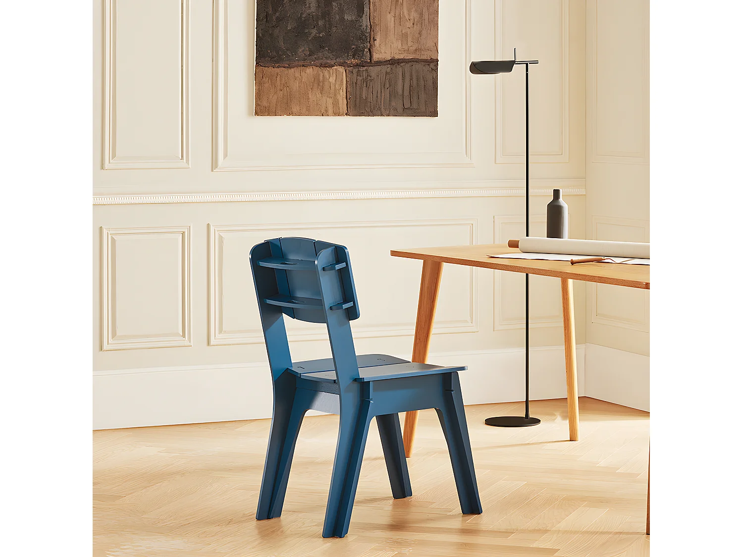 SoBuy HFST01-B Bleu Chaise Design en Bois Confortable Ergonomique Chaise de Salle à Manger avec Dossier Chaise de Bureau en Tenons et Mortaises