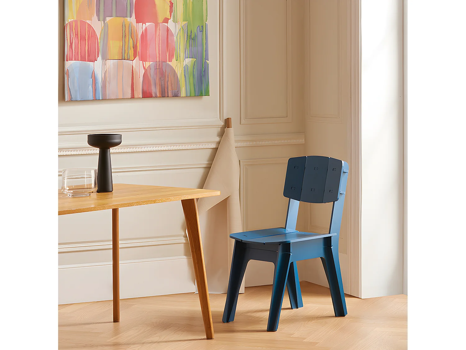 SoBuy HFST01-B Bleu Chaise Design en Bois Confortable Ergonomique Chaise de Salle à Manger avec Dossier Chaise de Bureau en Tenons et Mortaises