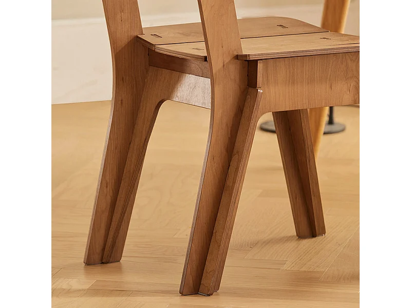 SoBuy Designstoel van hout Comfortabele ergonomische eetkamerstoel met rugleuning Bureaustoel, zithoogte 46 cm, pen- en gatstructuur, bruin, HFST01-BR