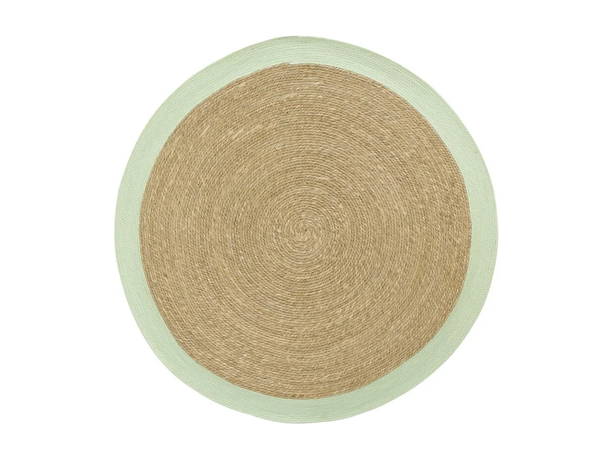 Tapis en jonc 120 cm naturel bordure colorée