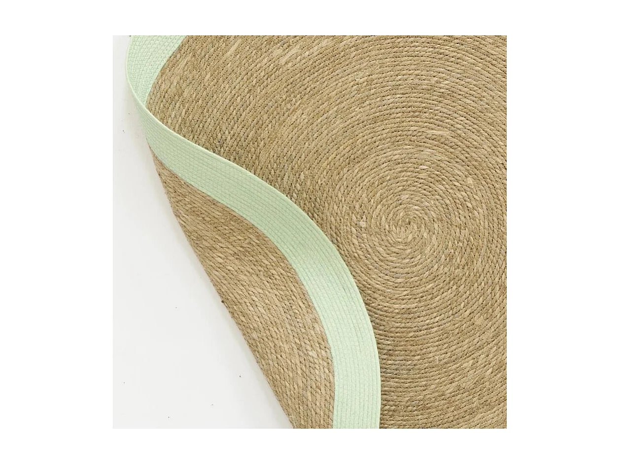 Tapis en jonc 120 cm naturel bordure colorée