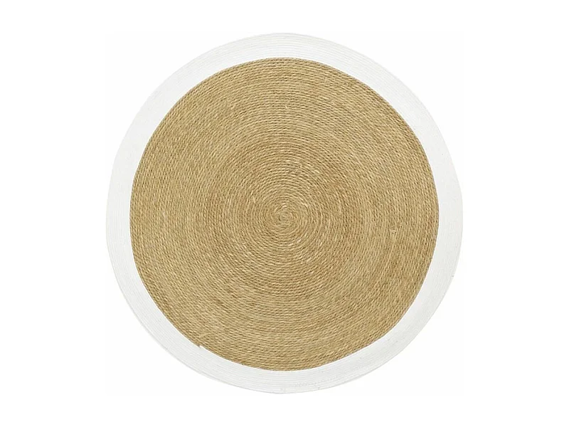 Tapis en jonc 120 cm naturel bordure colorée
