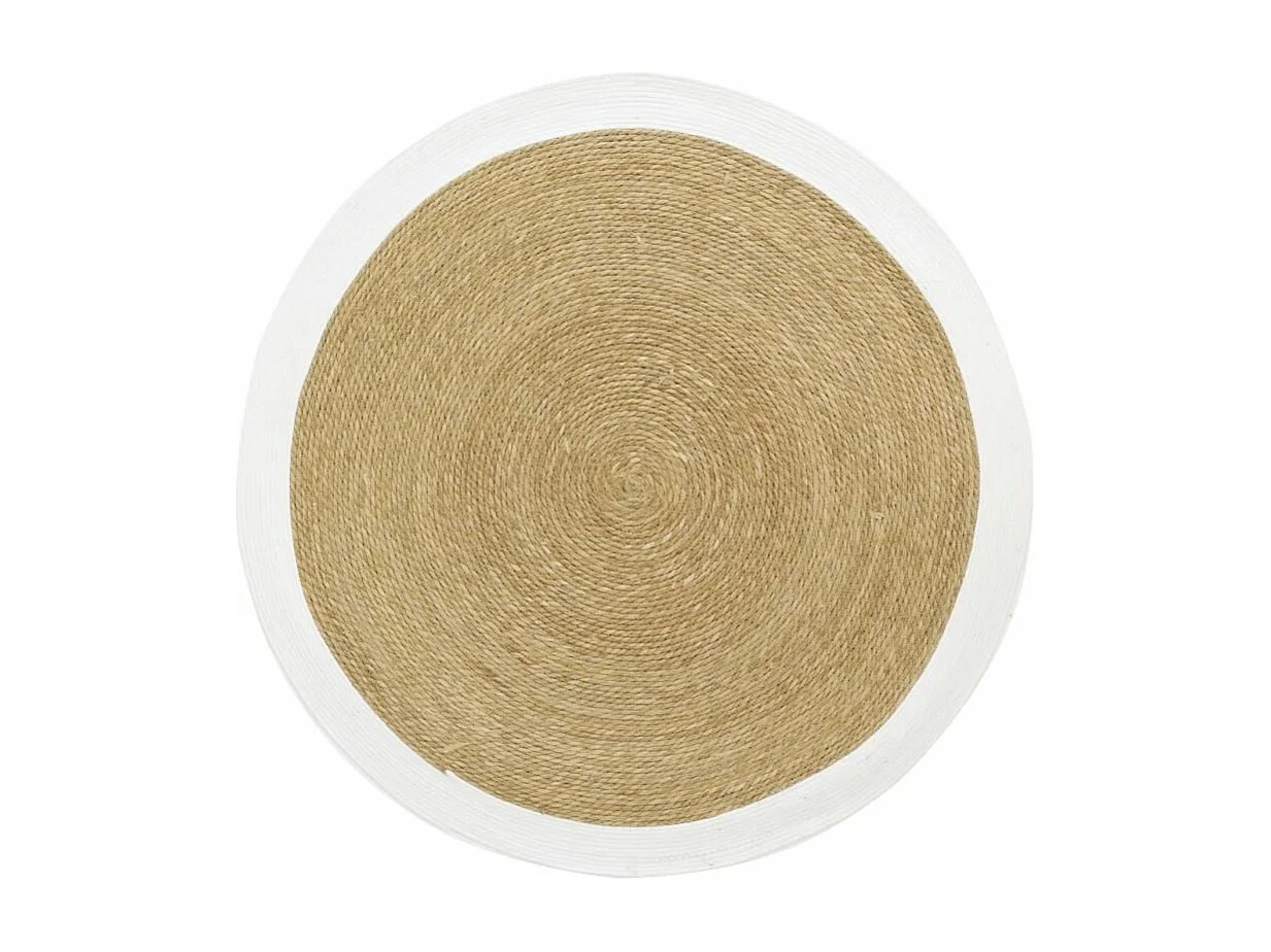 Tapis en jonc 120 cm naturel bordure colorée