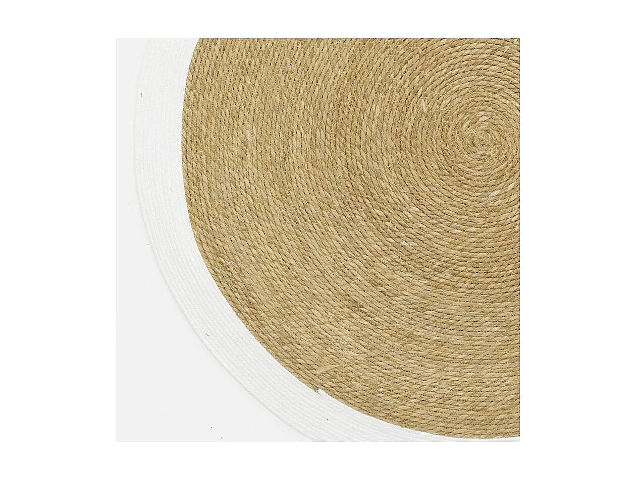 Tapis en jonc 120 cm naturel bordure colorée