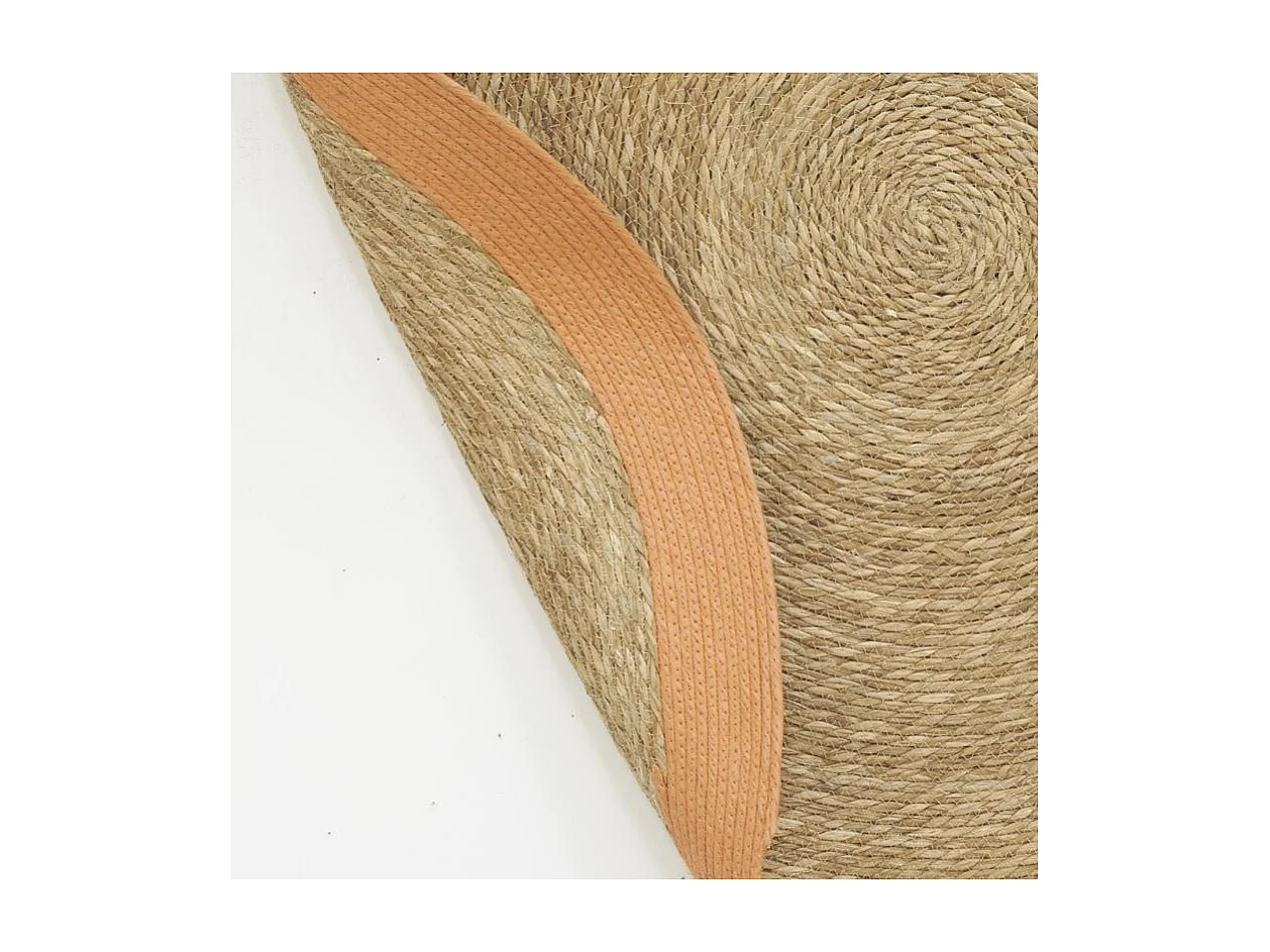 Tapis en jonc 120 cm naturel bordure colorée