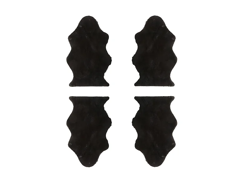 Quatuor de Tapis Fausse Fourrure noir 60*95 - GINA