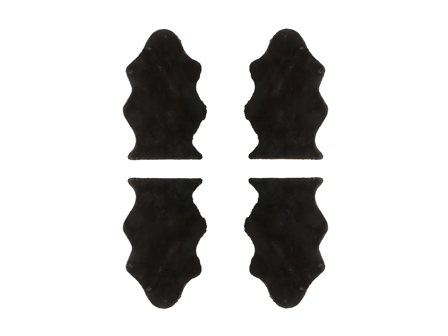 Quatuor de Tapis Fausse Fourrure noir 60*95 - GINA