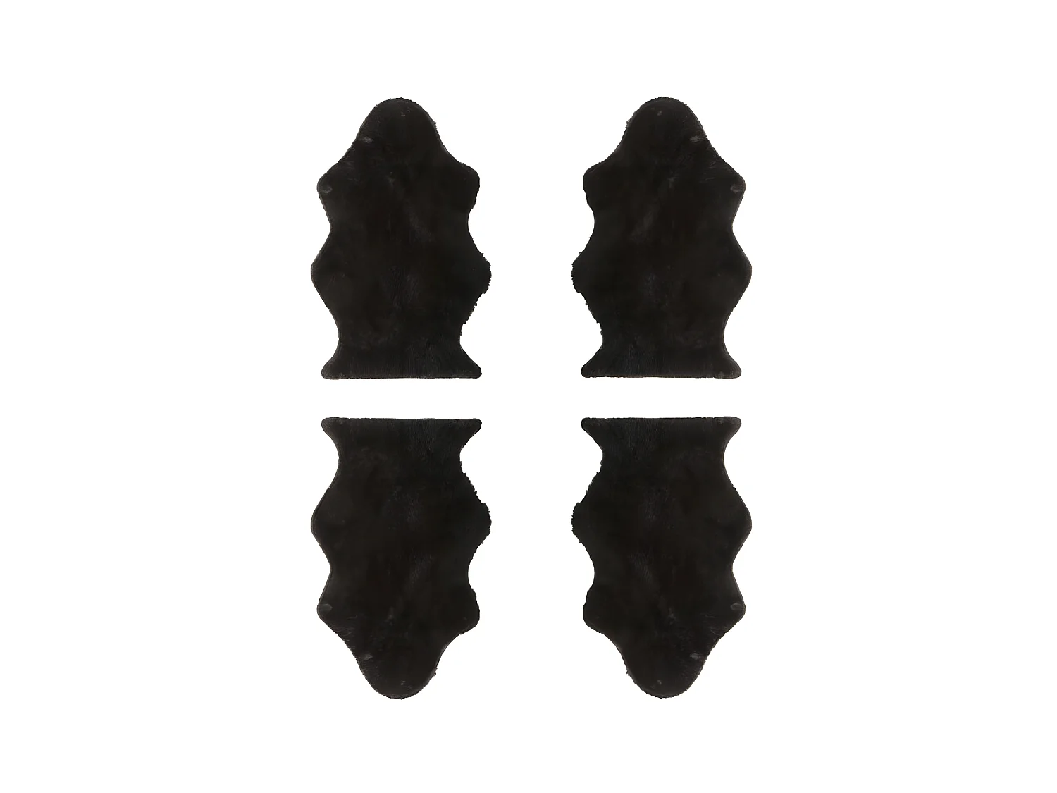 Quatuor de Tapis Fausse Fourrure noir 60*95 - GINA