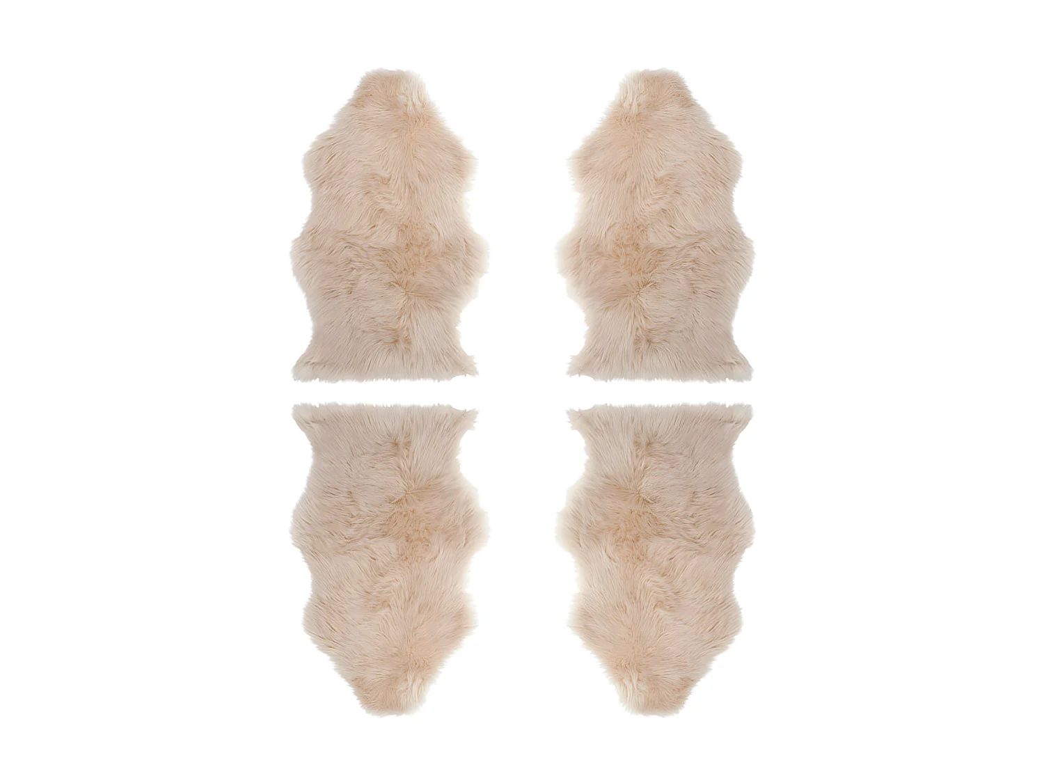 Quatuor de Tapis Fausse Fourrure Beige 60*95 - GINA