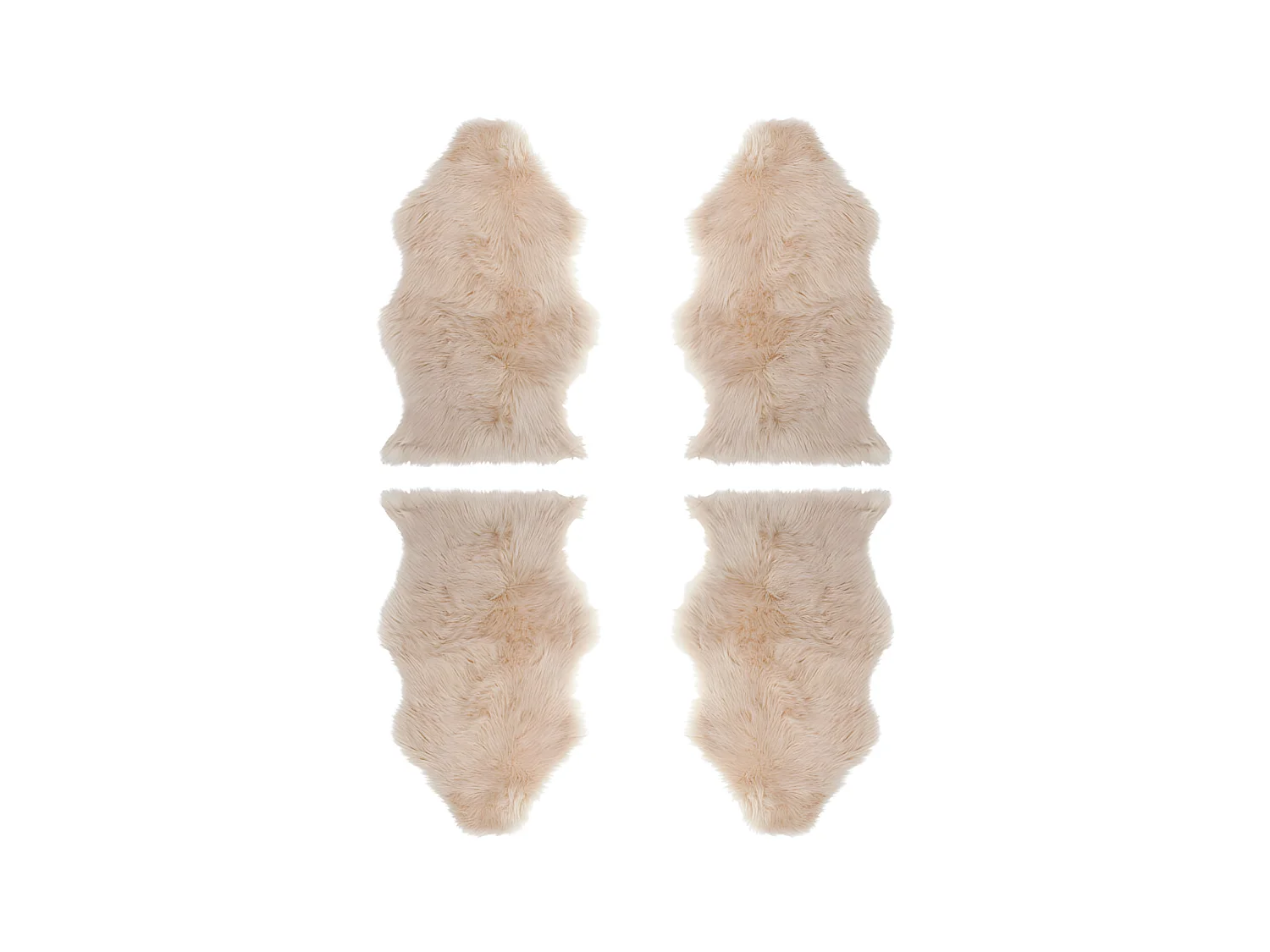 Quatuor de Tapis Fausse Fourrure Beige 60*95 - GINA