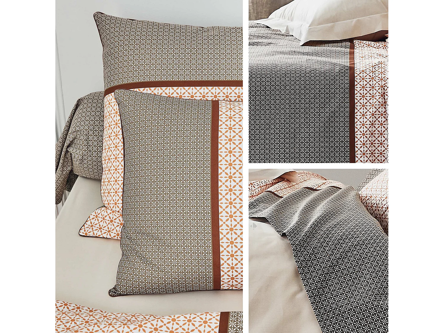 Housse de couette 280x240 cm percale coton GABIN marron