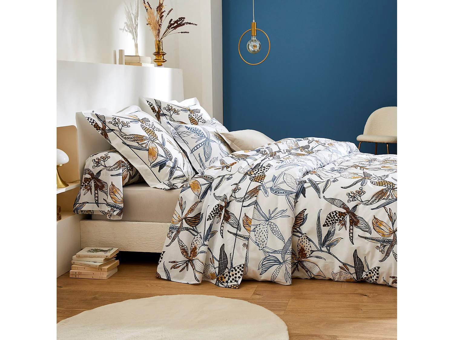 Drap plat 180x290 cm en coton longues fibres PÉNÉLOPE beige Silice