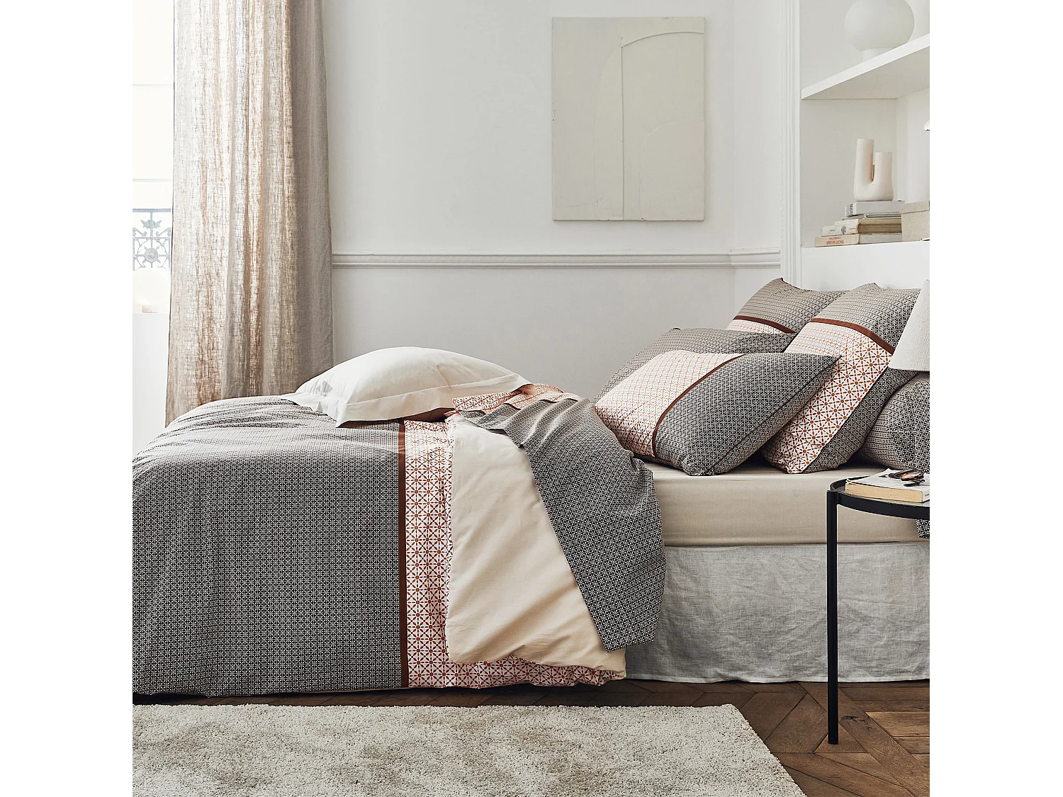 Drap plat 240x310 cm percale coton longues fibres GABIN marron