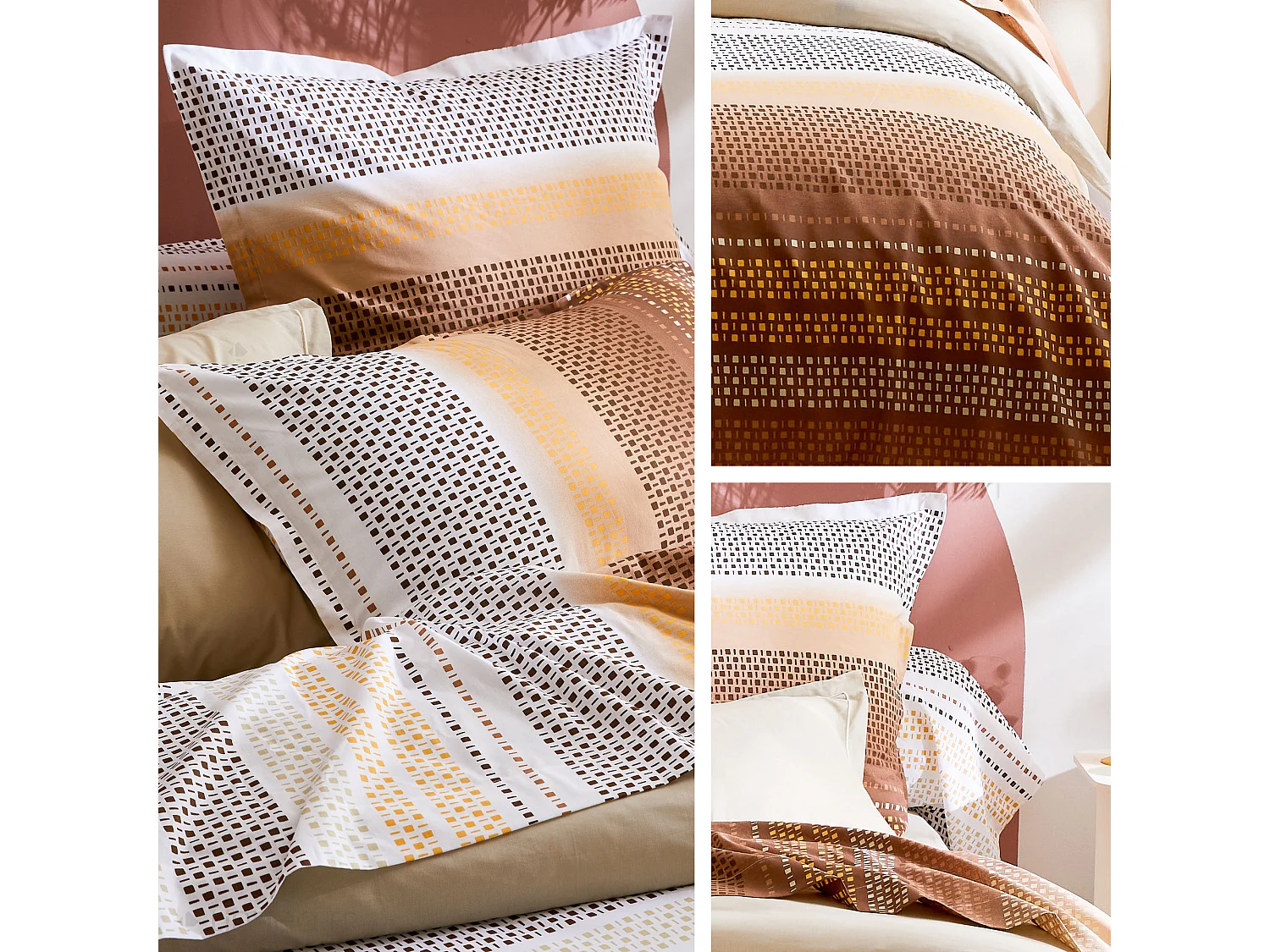 Drap plat imprimé 280x310 cm coton NIAGARA marron Châtaigne