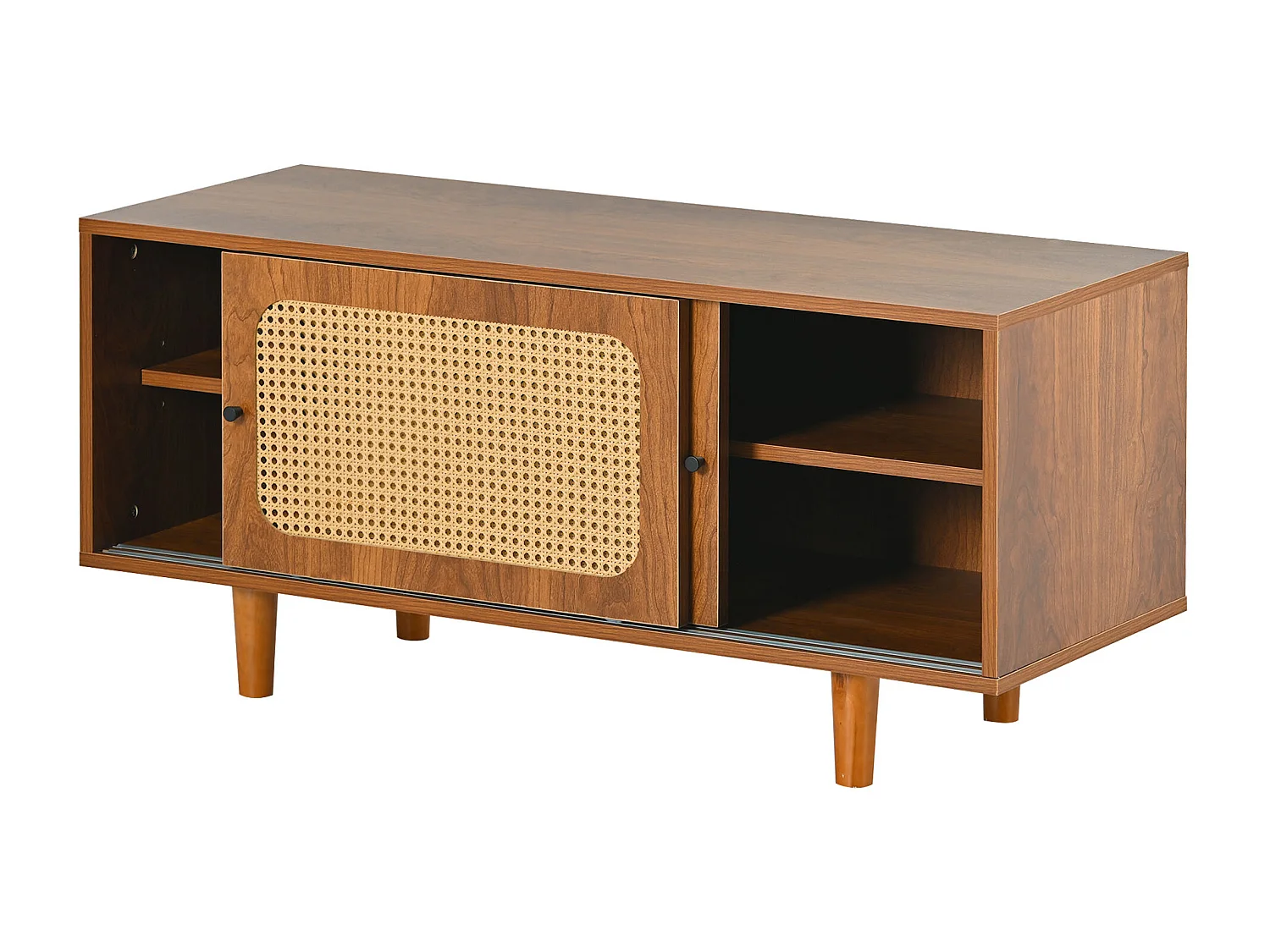 Schoenenkast met 2 schuifdeuren - verstelbare plank - industriële stijl - bruin - 104 x 40 x 48 cm