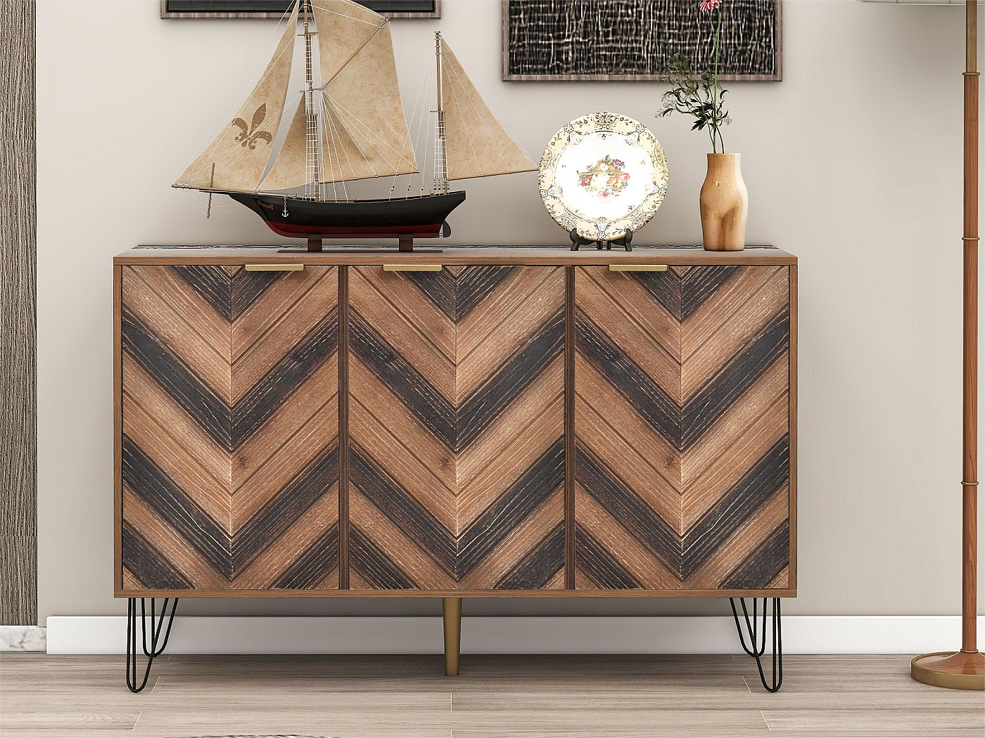 Keukenkast, buffetkast, 145 x 39 x 171 cm, met meer opbergruimte voor