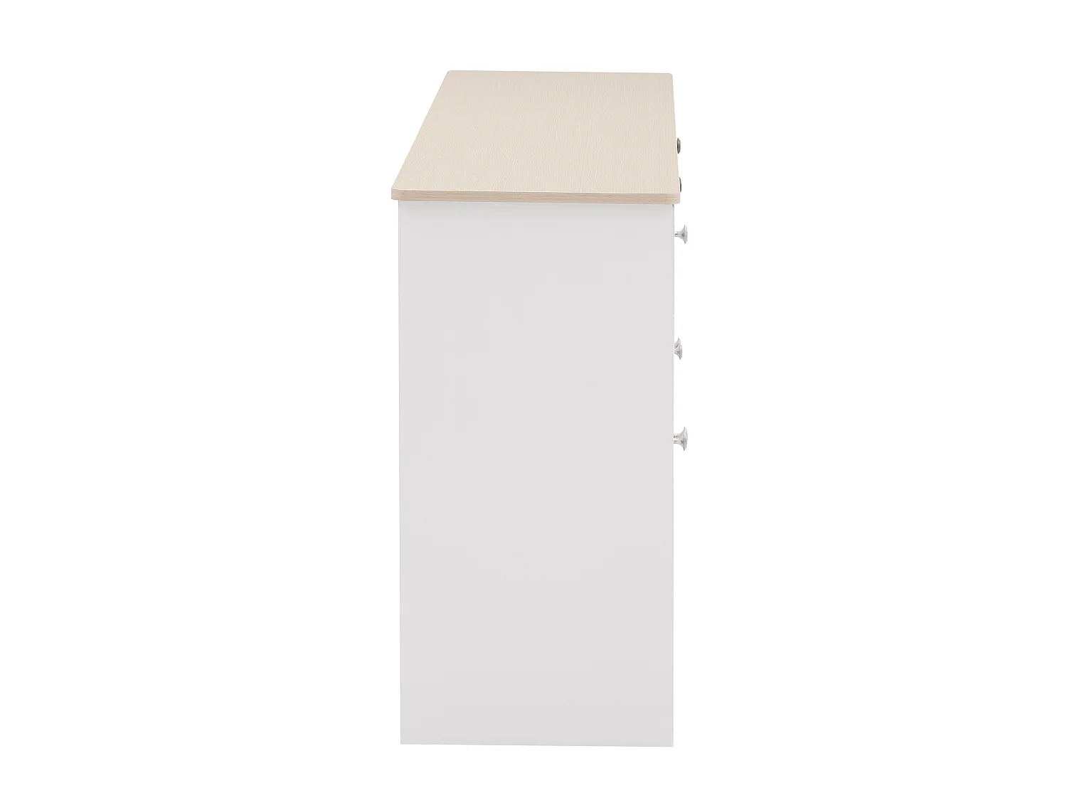 Aparador bajo con 4 puertas y 3 cajones - madera MDF - acabado en roble y blanco - para salón o cocina - 160 x 37 x 75 cm