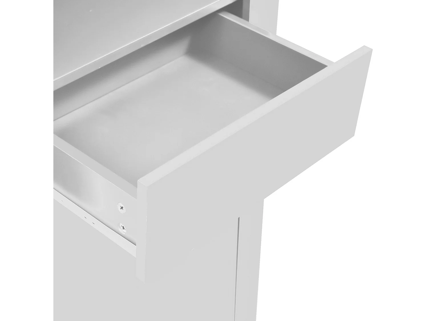 Moderne vitrinekast met 1 deur en 1 lade - LED's - 3 legplanken - hoogte 165 cm - glanzend wit