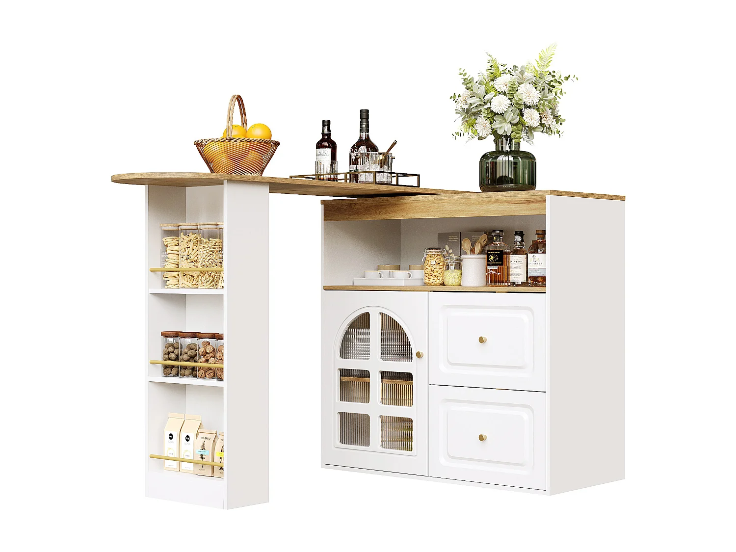 Vitrine moderne avec 2 portes et 1 compartiment - LEDs - hauteur 180 cm - panneaux de particules - blanc brillant