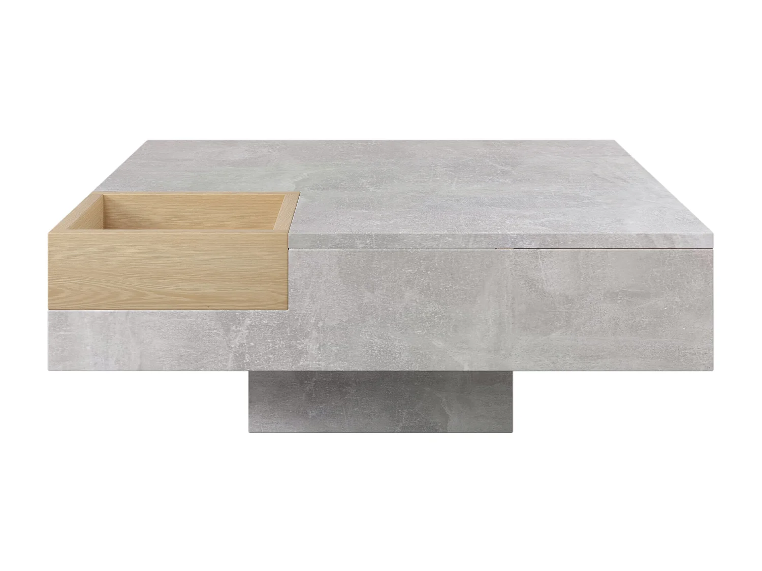 Tavolino quadrato con contenitore estraibile - effetto marmo - colore grigio