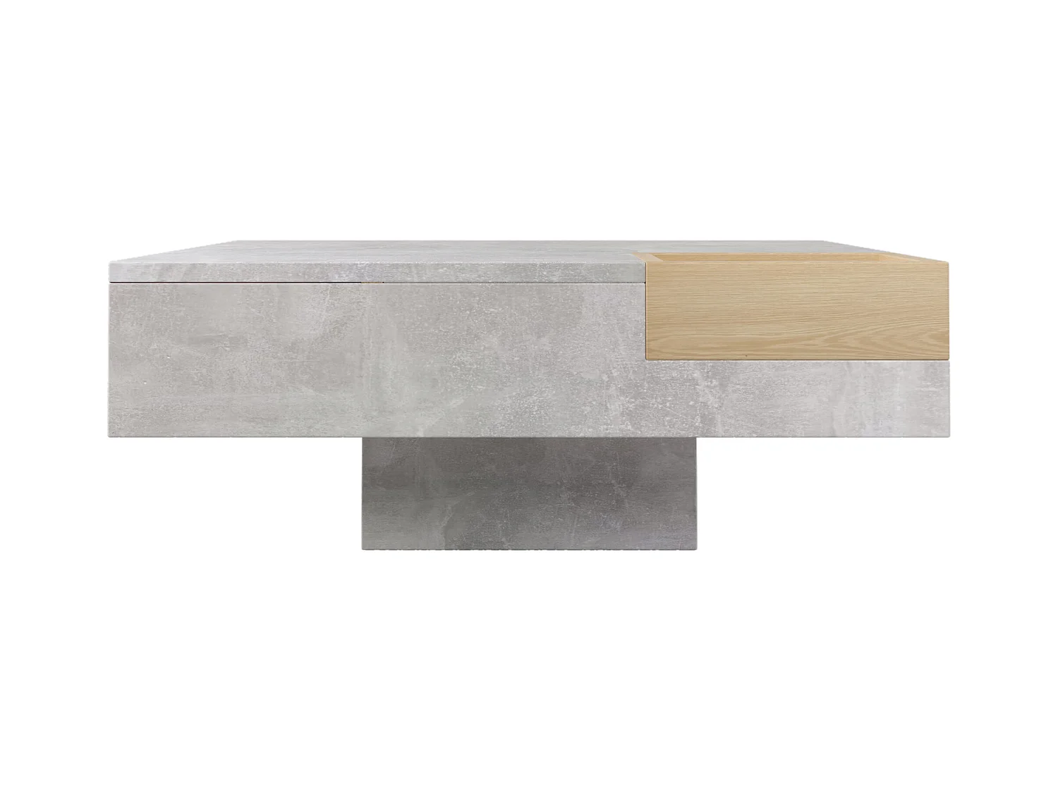 Tavolino quadrato con contenitore estraibile - effetto marmo - colore grigio