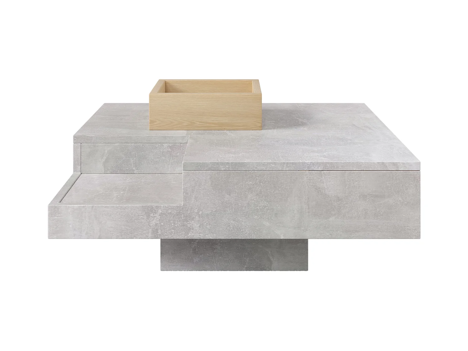 Tavolino quadrato con contenitore estraibile - effetto marmo - colore grigio