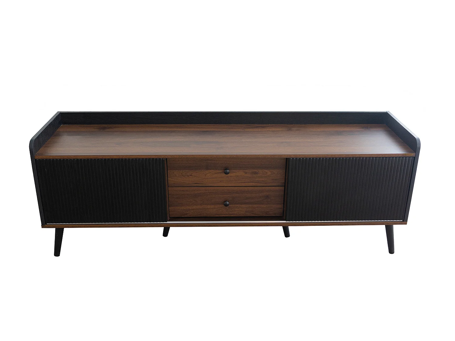 TV-meubel met 2 lades en 2 schuifdeuren - moderne stijl - kleuren: zwart en naturel