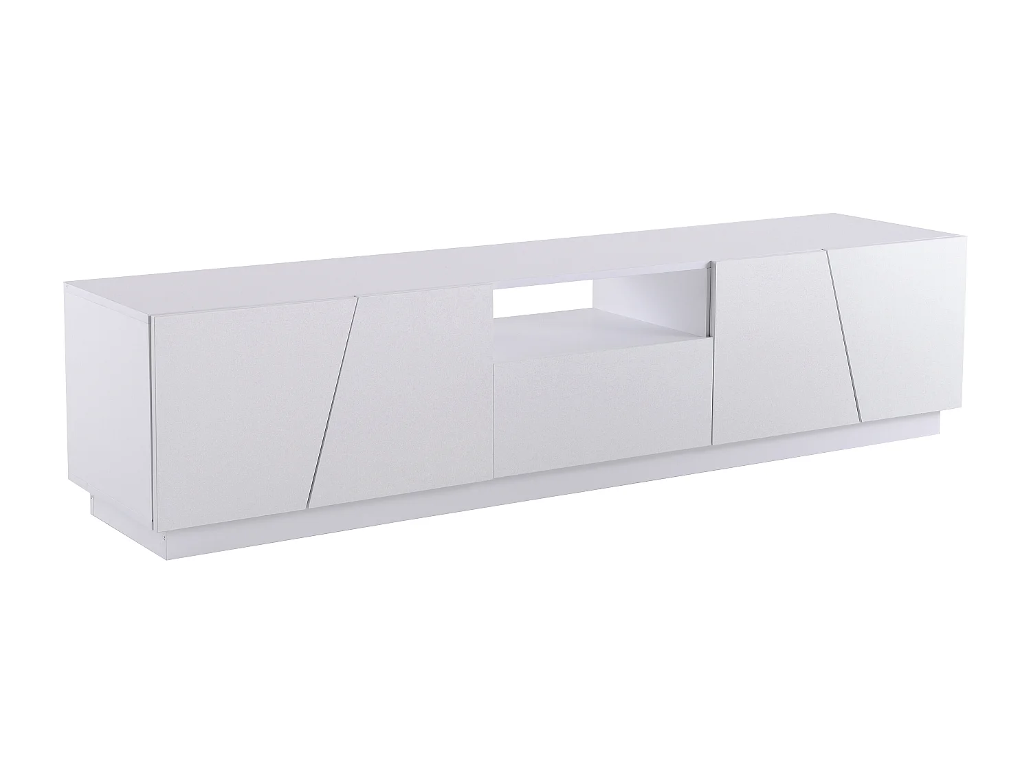 TV-Schrank mit 4 Türen, 1 Schublade und 1 Nische – MDF-Holz – moderner Stil – weiß lackiert