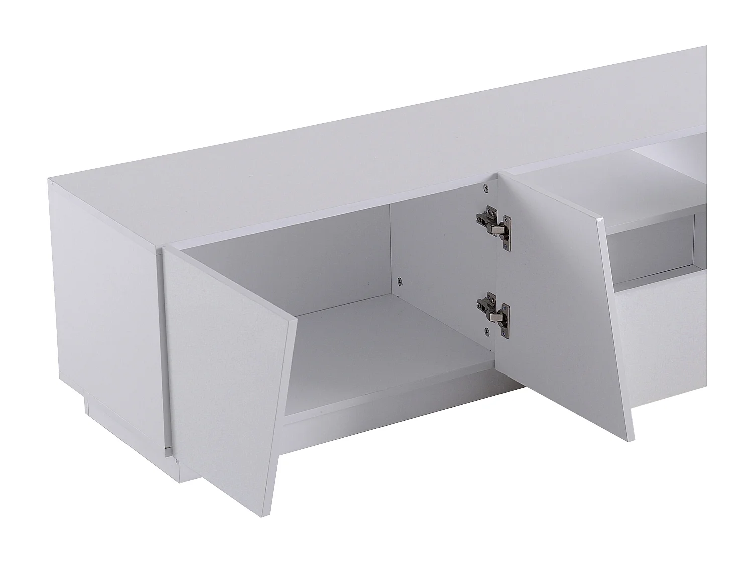 TV-Schrank mit 4 Türen, 1 Schublade und 1 Nische – MDF-Holz – moderner Stil – weiß lackiert