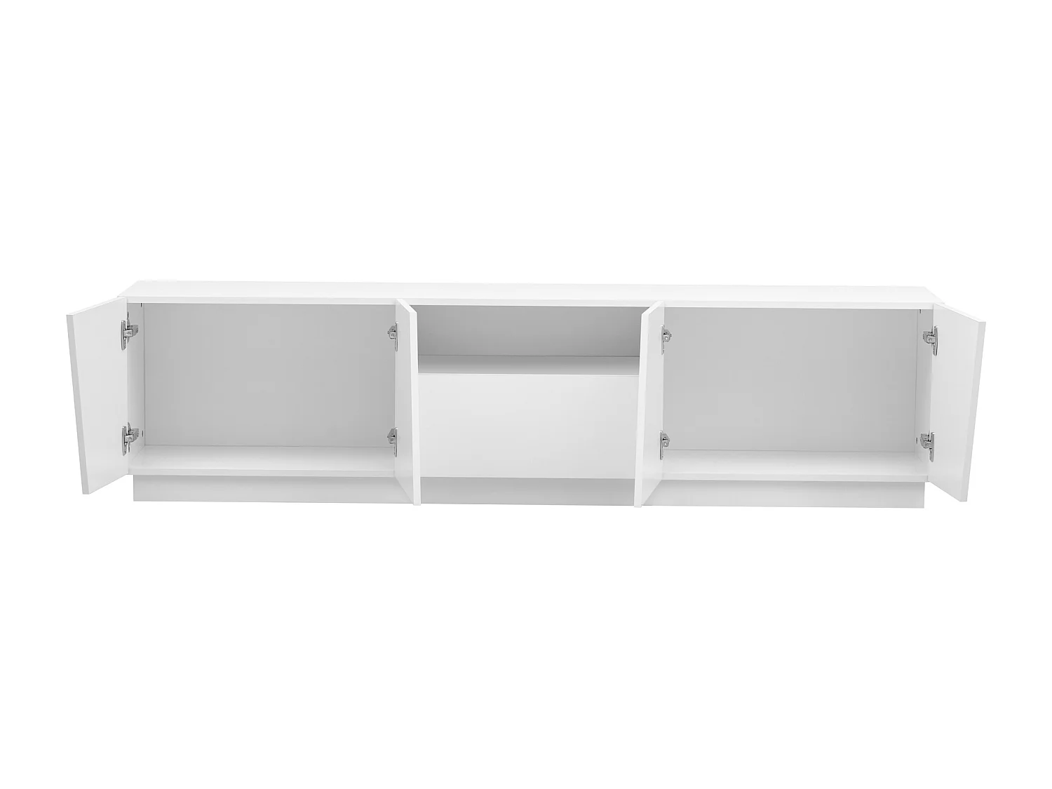 Szafka RTV z 4 drzwiami, 1 szufladą i 1 wnęką - drewno MDF - styl nowoczesny - lakierowana na biało