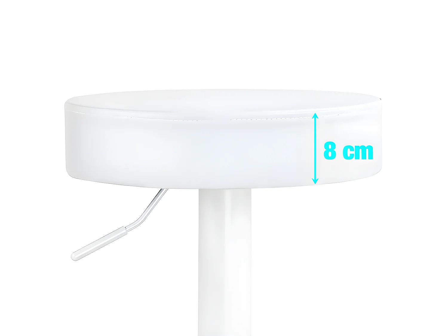 Lot 2 tabourets bar blanc rond simili rembourré pivotant hauteur réglable YO (blanc intégral)