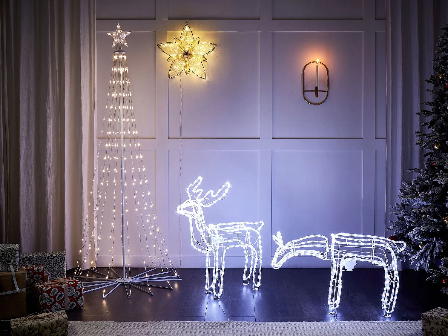 Decoração LED para exterior rena animada branca 94 cm INNNES