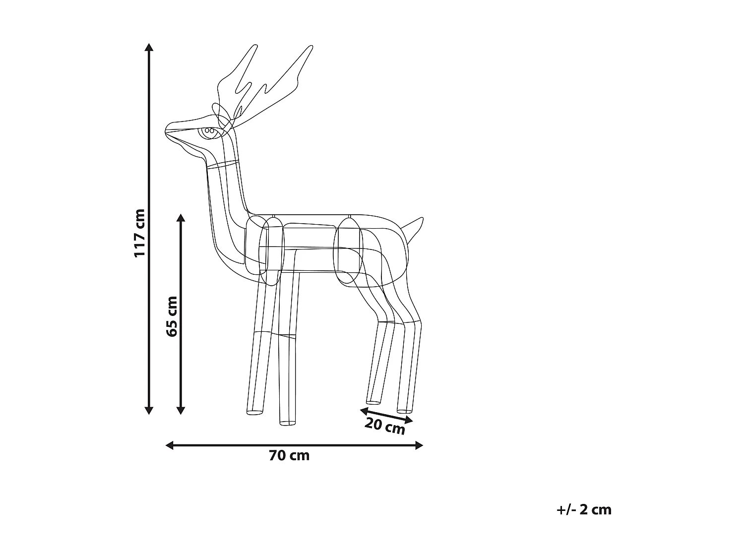 Decoración LED ciervo plateado 117 cm LAUGAR