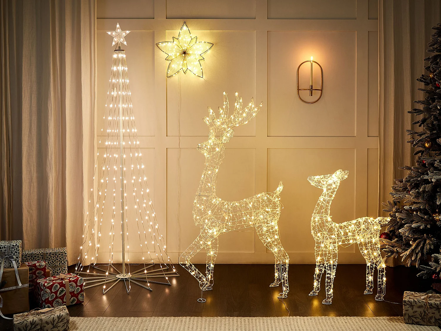 Décoration de jardin à LED étoile argentée à suspendre 50 cm HOFSOS