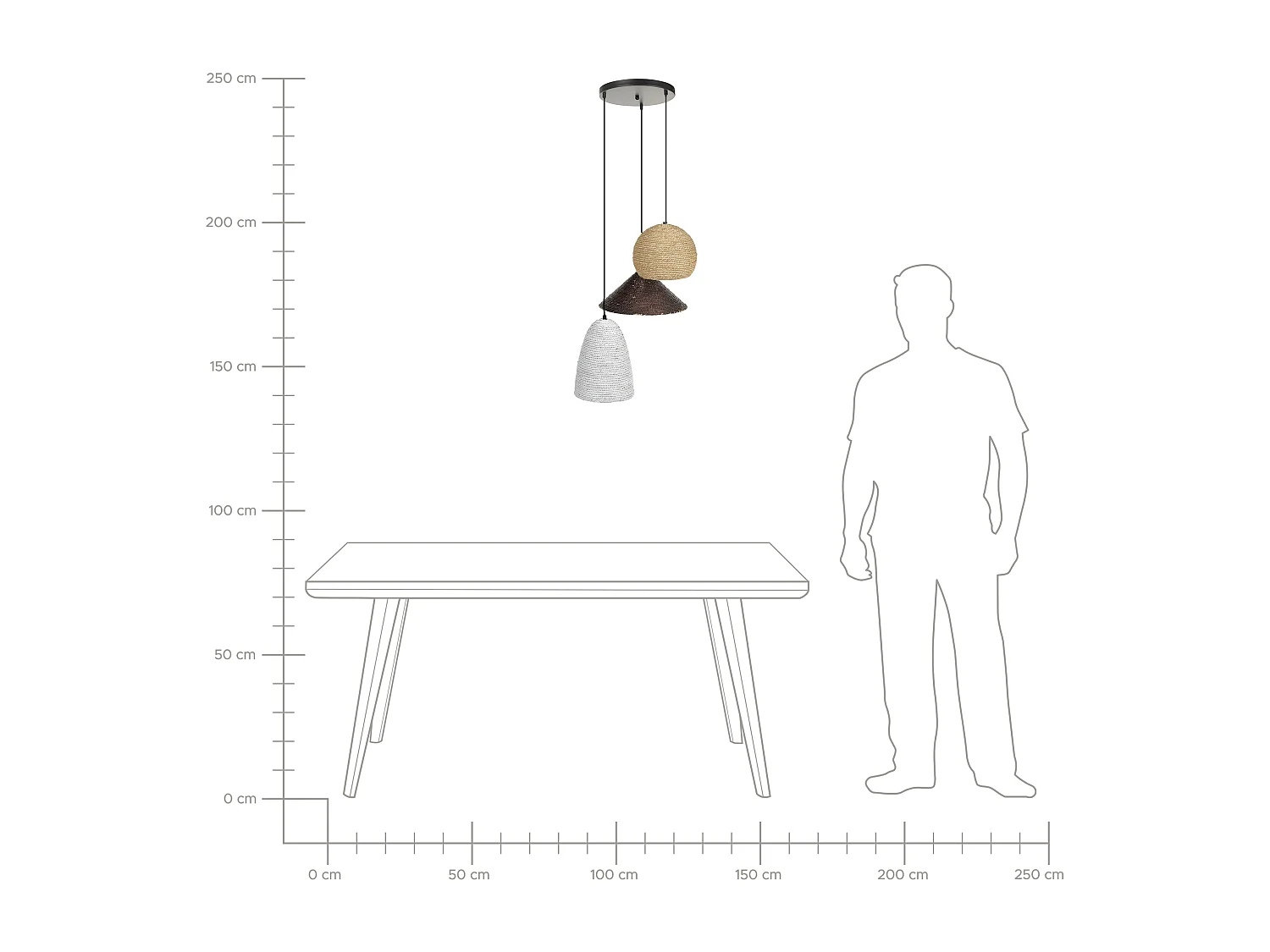 Lampe suspension ENDRICK Osier Naturel Blanc Marron