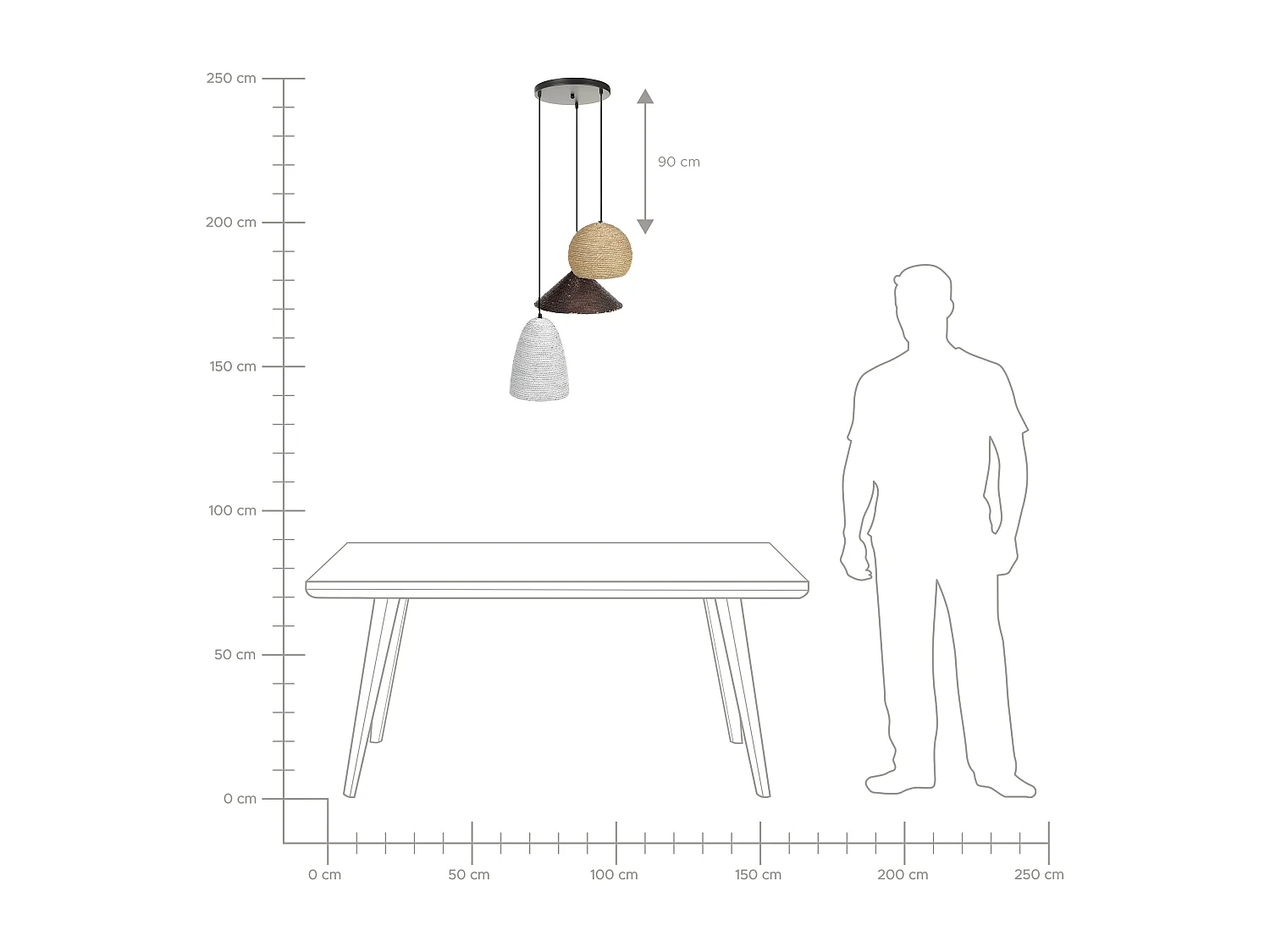 Lampe suspension ENDRICK Osier Naturel Blanc Marron