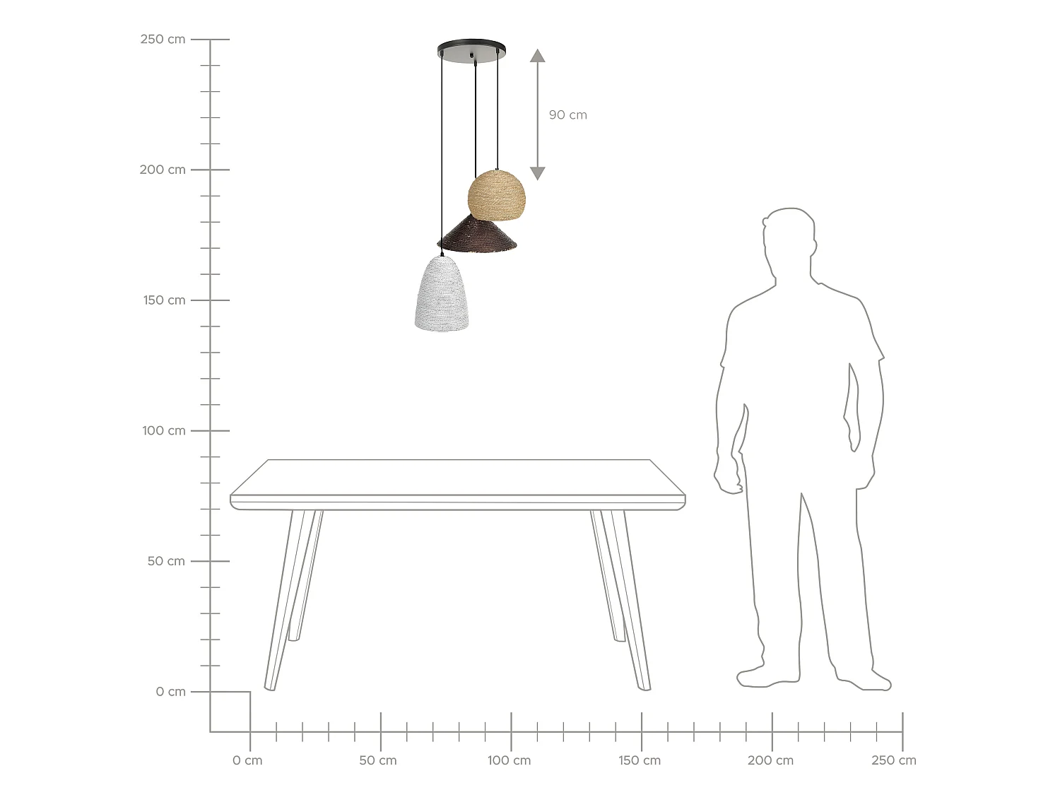 Pendant Lamp ENDRICK Wicker Natural White Brown