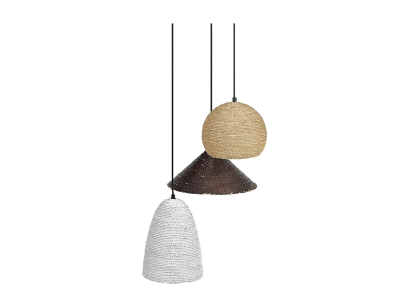Lampe suspension ENDRICK Osier Naturel Blanc Marron
