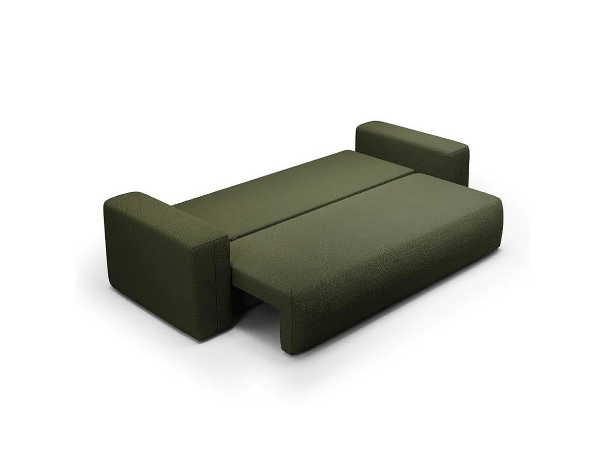 Canapé convertible 3 places avec coffre en tissu vert BLISS