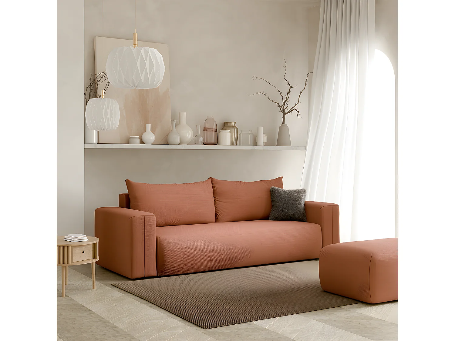 Canapé convertible 3 places coffre Bliss Cuivre