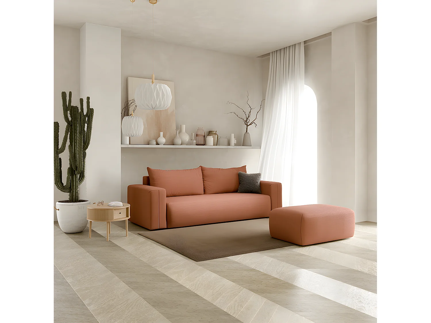 Canapé convertible 3 places coffre Bliss Cuivre