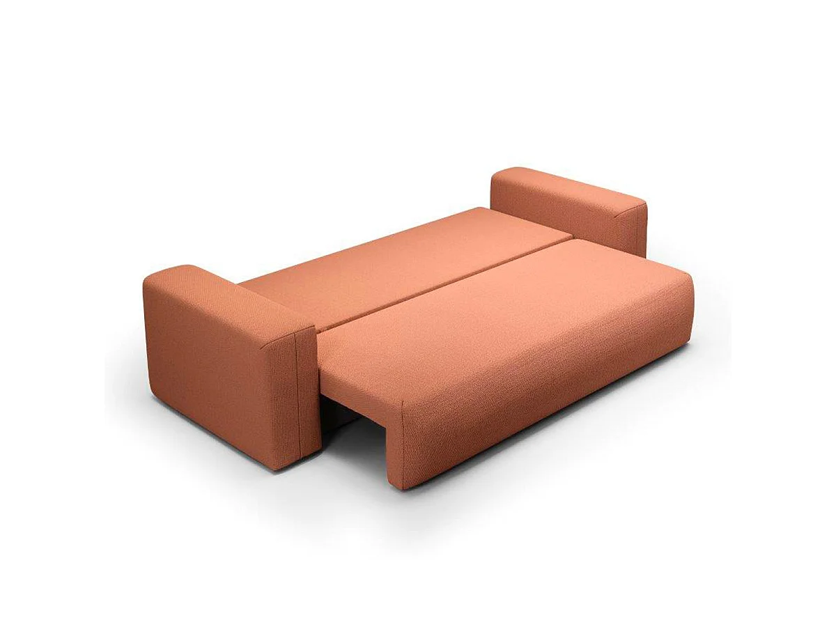 Canapé convertible 3 places avec coffre en tissu cuivré BLISS