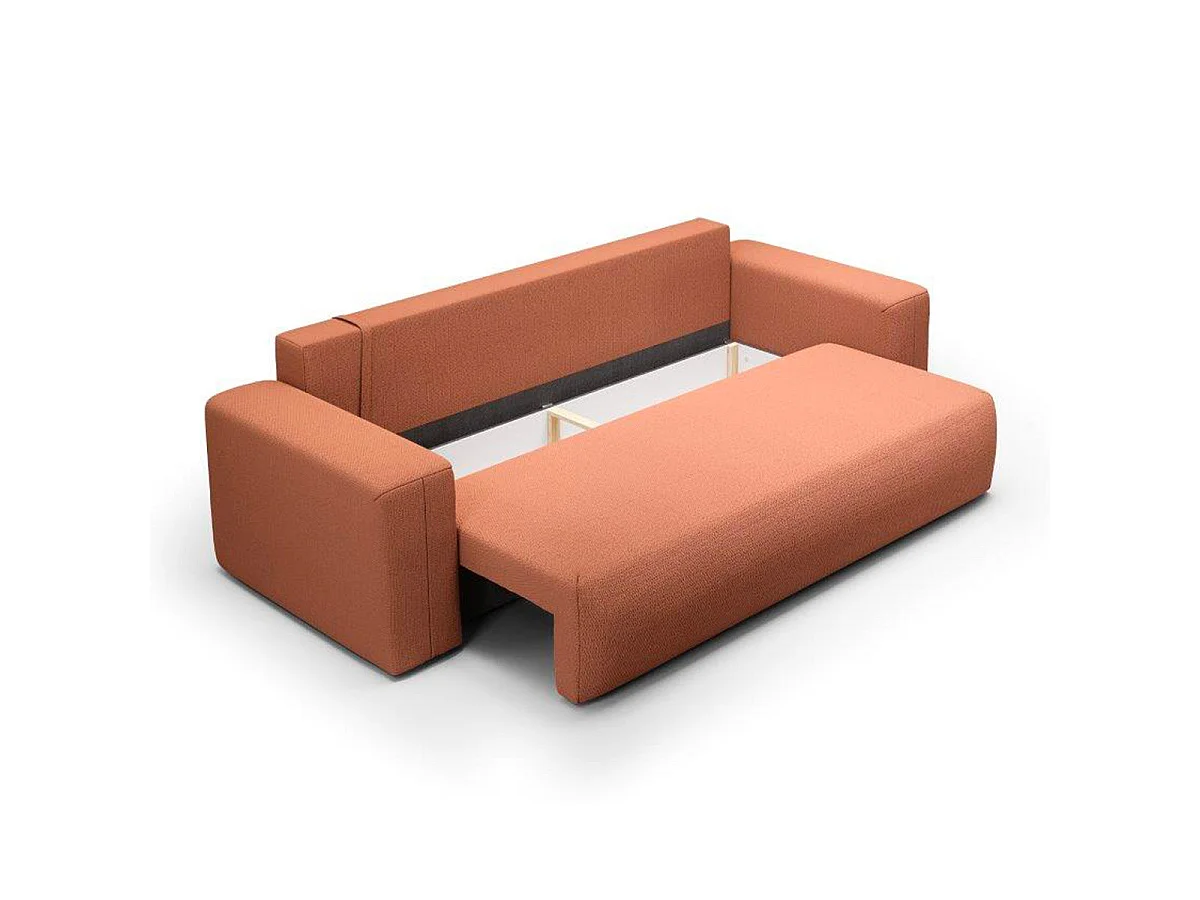 Canapé convertible 3 places avec coffre en tissu cuivré BLISS