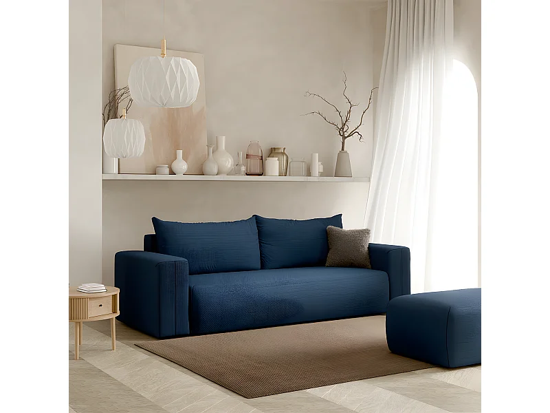 Canapé convertible 3 places coffre Bliss Bleu