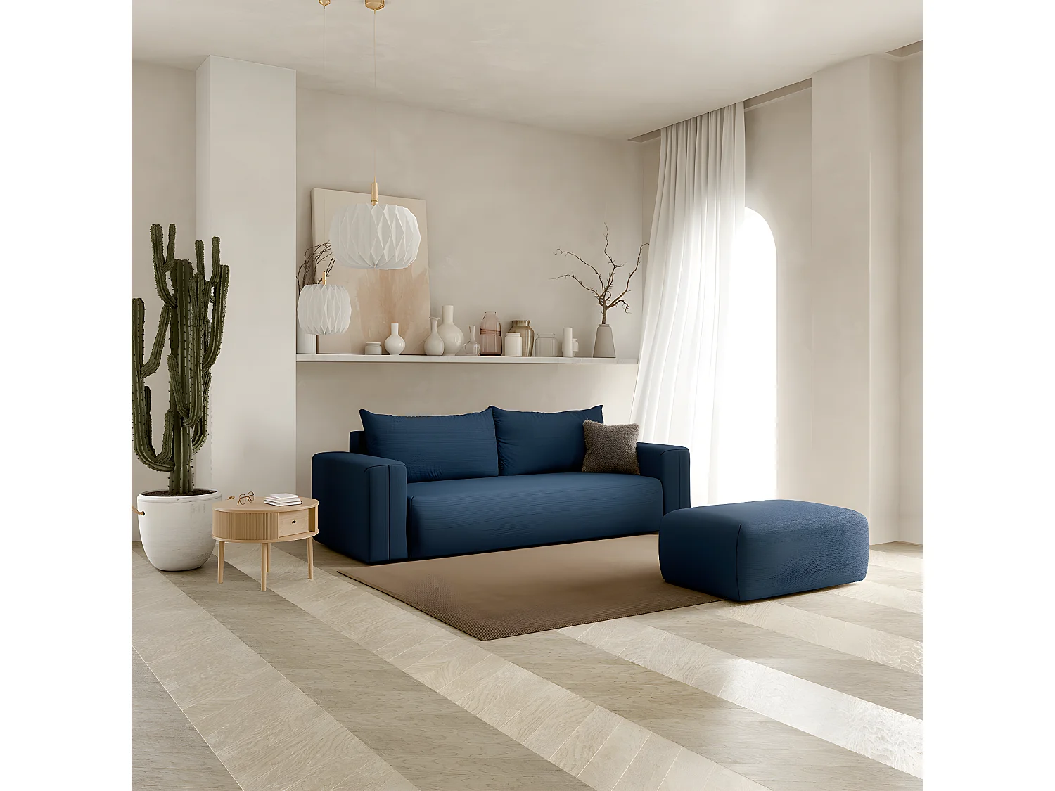 Canapé convertible 3 places coffre Bliss Bleu